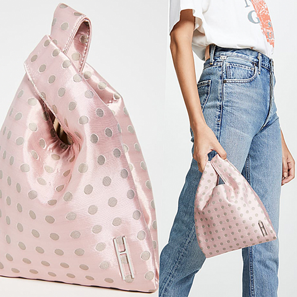 Hayward USA Pink Silk Polka Dot Mini Tote Bag NWOT